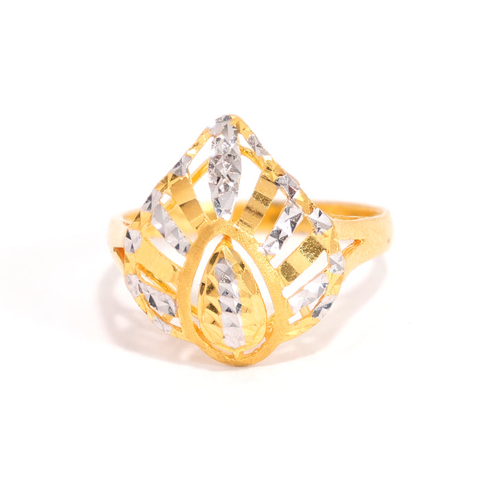 22K Gold Ring – Lattice Teardrop Shield – Zero Making Charge - Main View