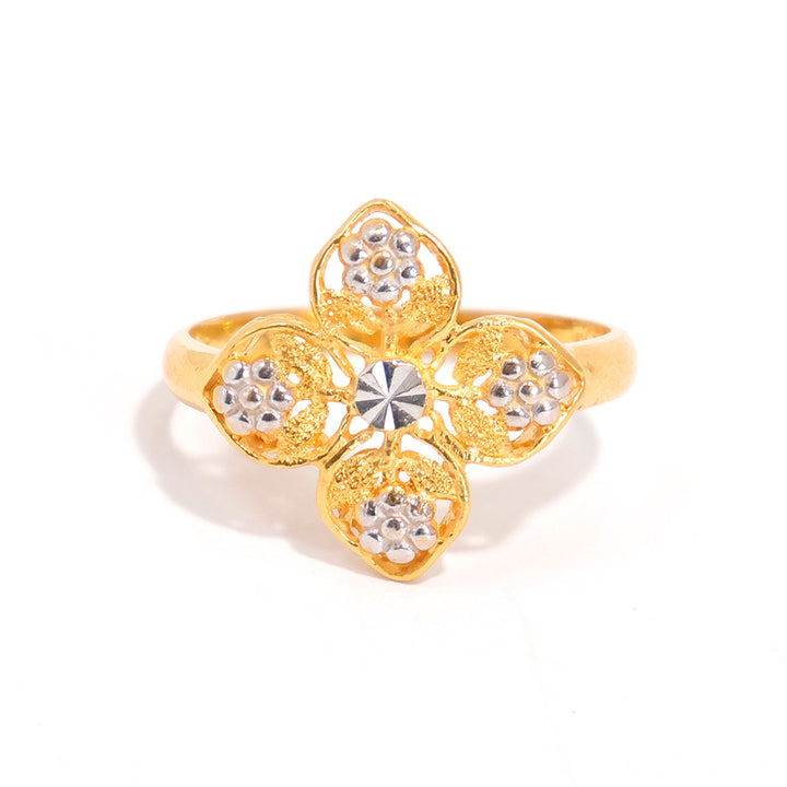 22K Gold Ring – Four-Petal Floral Cluster – Zero Making Charge - Main View