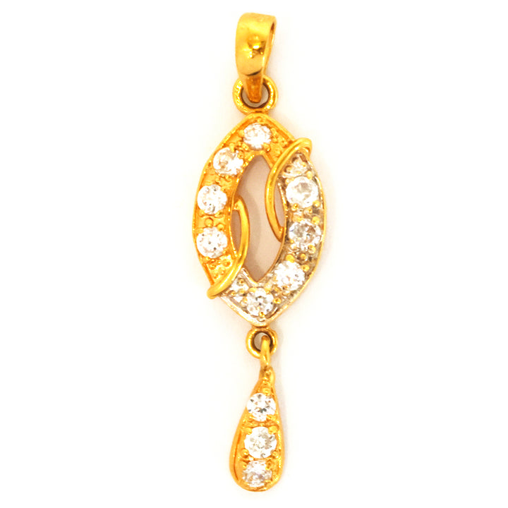 ذهب معلقة مع clear stones on white background