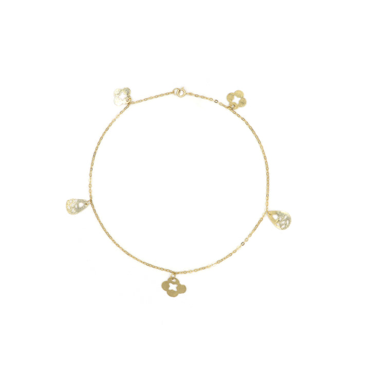 18K Gold Anklet with Flower Charm