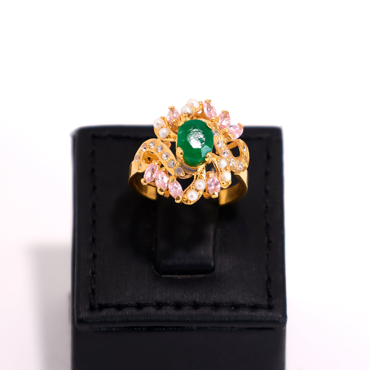 22K Gold Ring – Yellow gold stone-studded ring – Zero Making Charge - Main View
