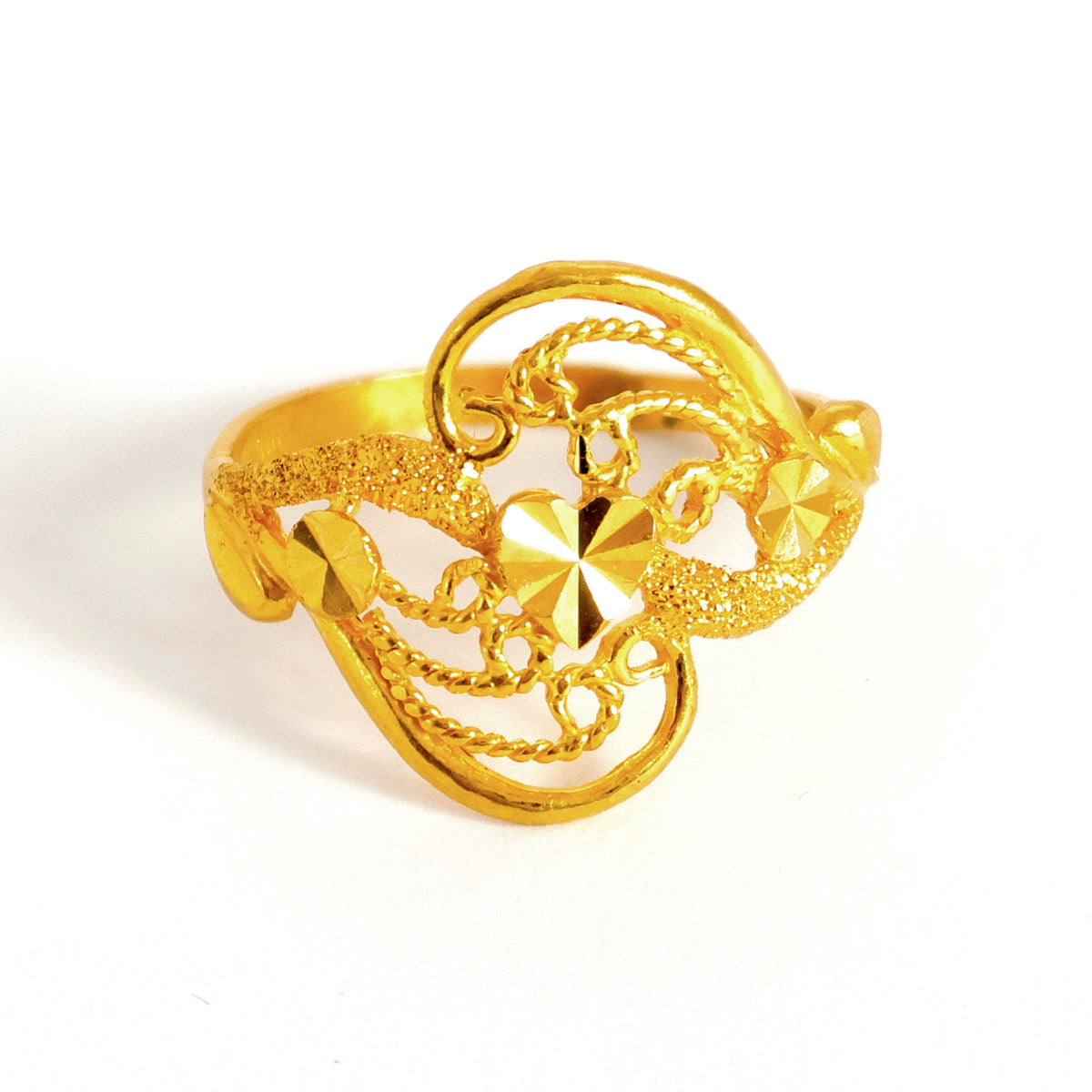 22K Gold Ring – woven swirl textured ring design – Zero Making Charge - Close View