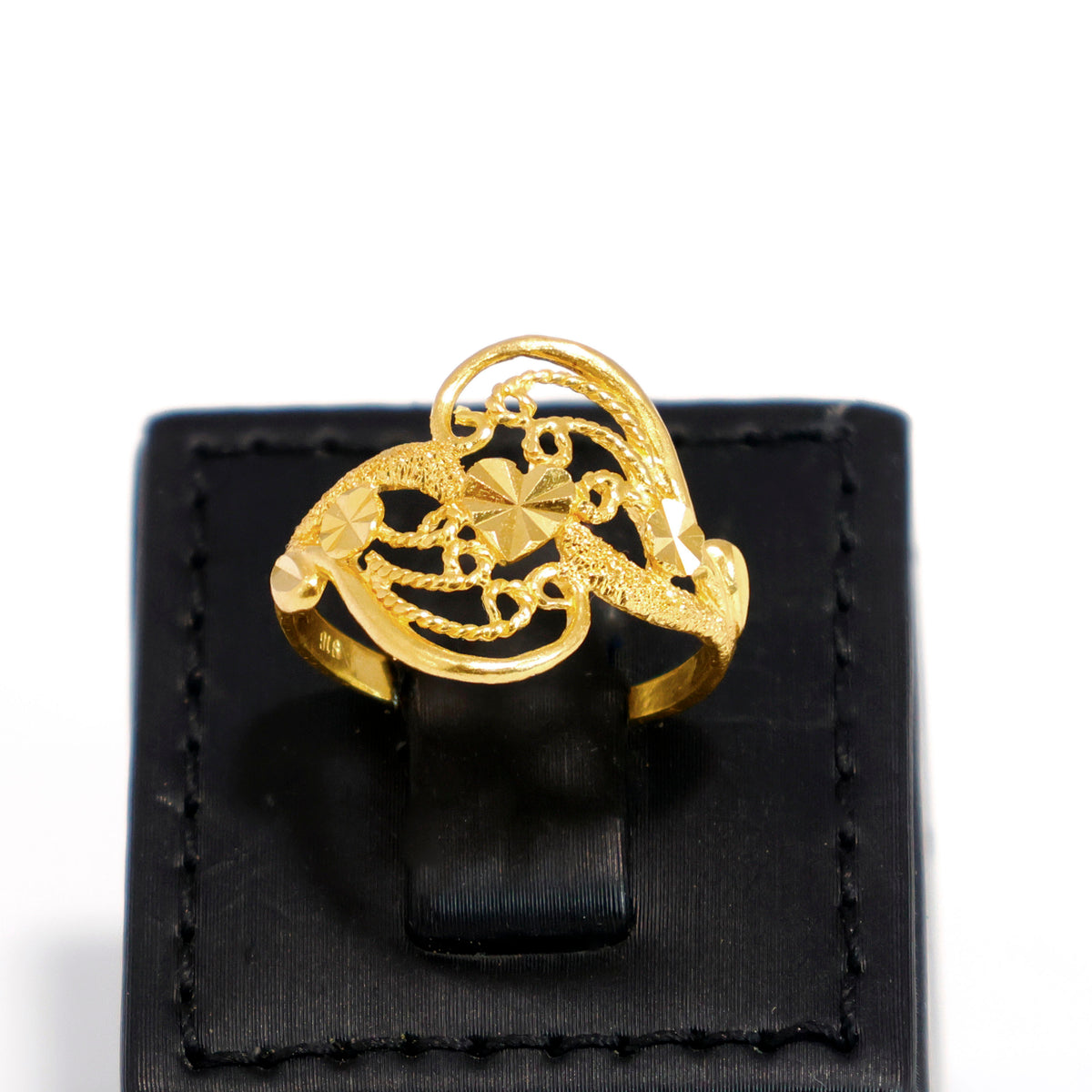 22K Gold Ring – woven swirl textured ring design – Zero Making Charge - Main View