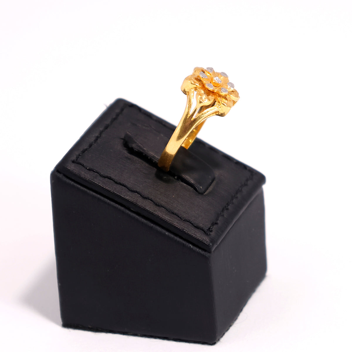 22 Gold Ring with Floral Cluster Design - Zero Making Charge - Side Angle