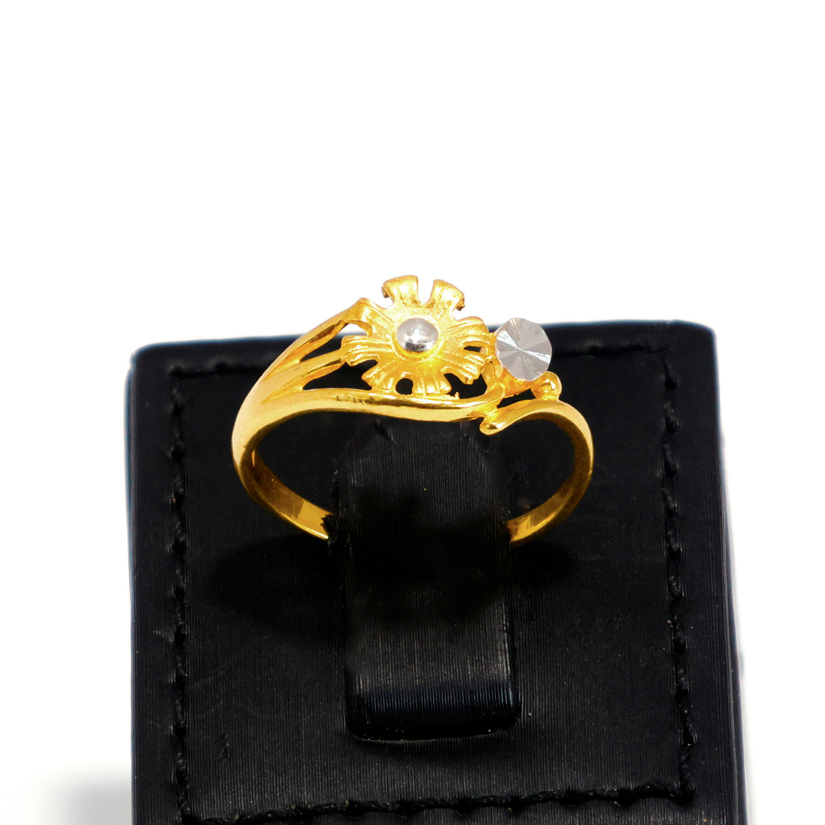 22K Gold Ring – floral cluster sparkle-cut ring design – Zero Making Charge - Main View