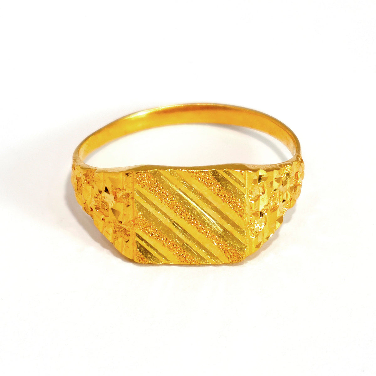 22K Gold Ring – wide lace-pattern eternity band design – Close View