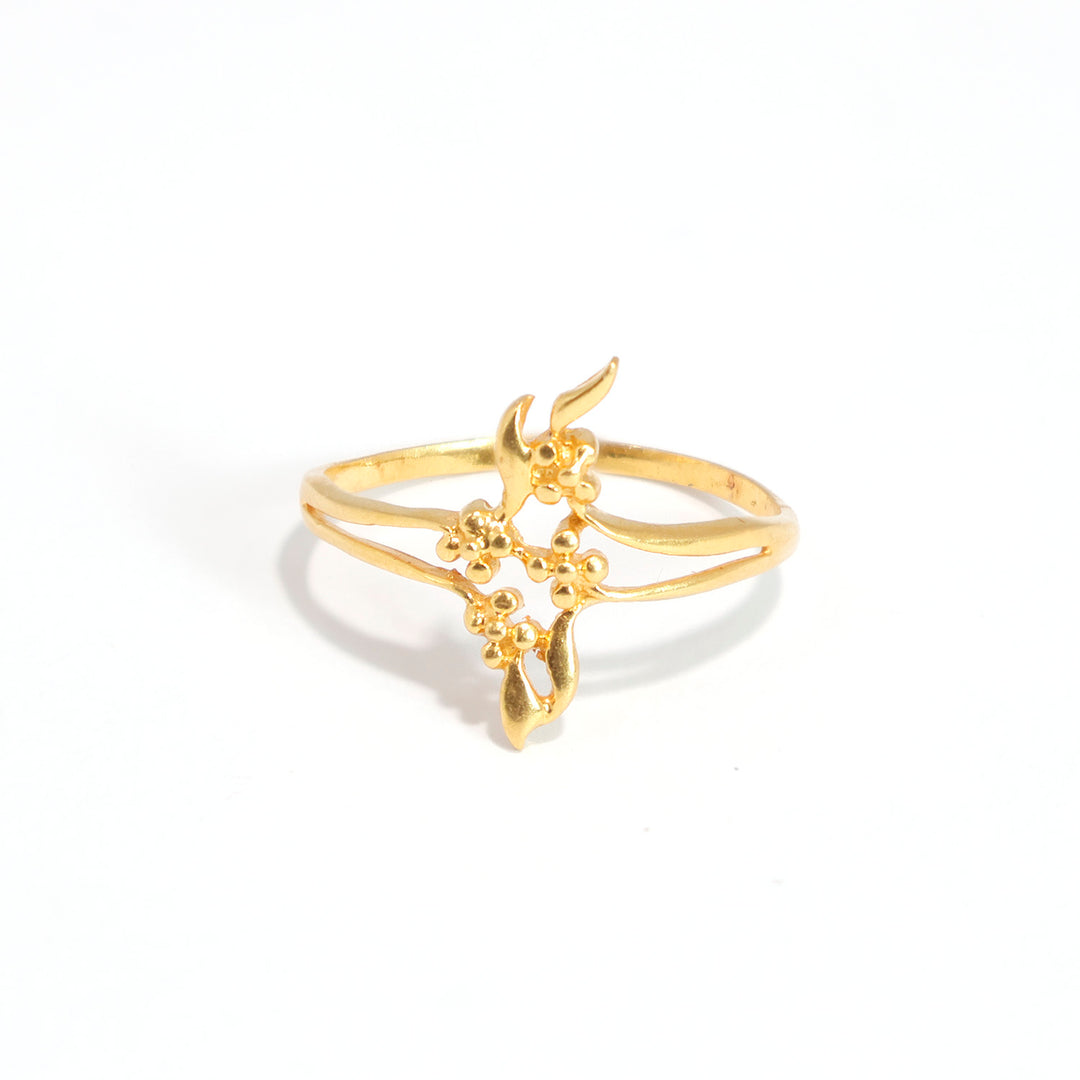 22K Gold Ring - Floral Cluster with Split Band - Zero Making Charge - Main View
