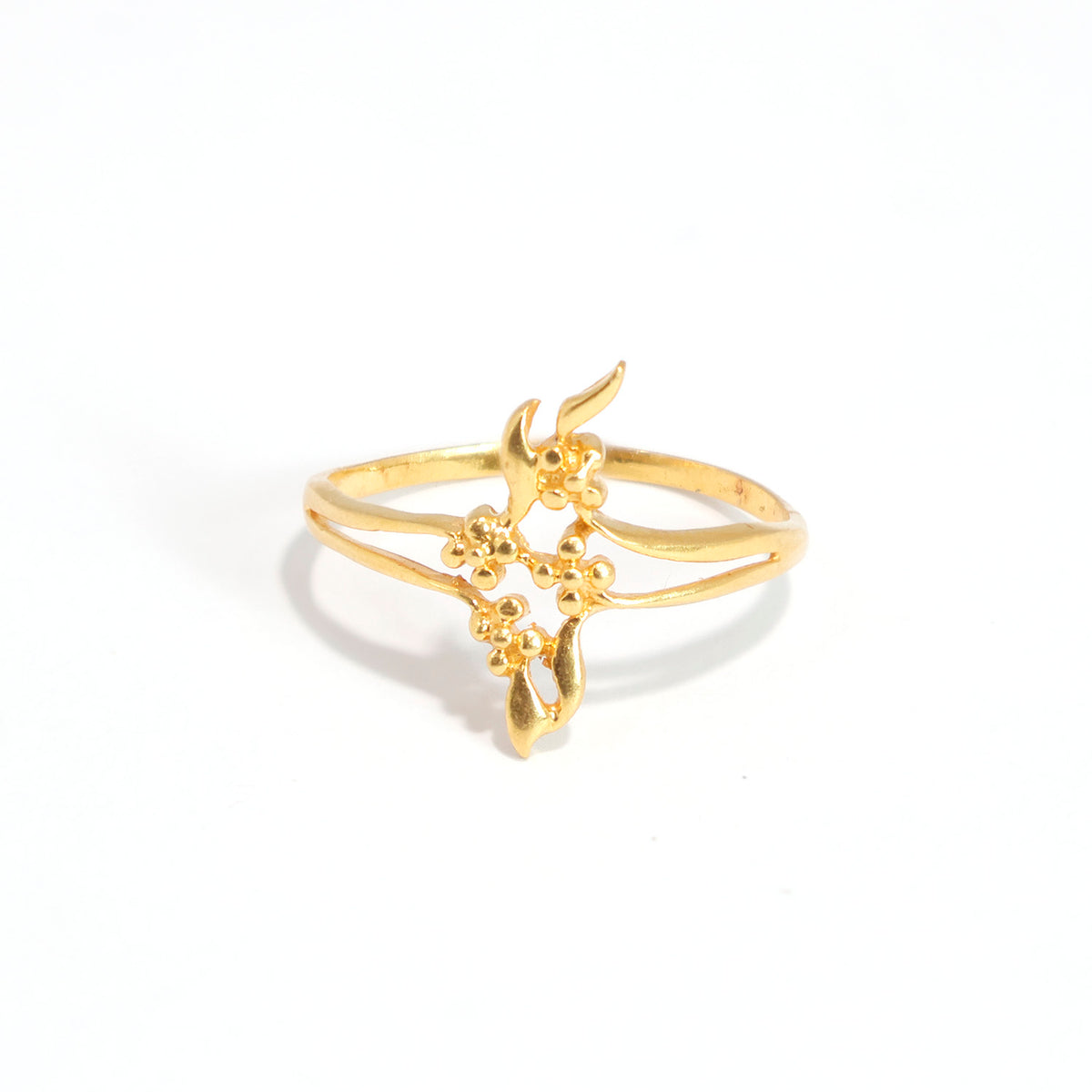 22K Gold Ring - Floral Cluster with Split Band - Zero Making Charge - Main View