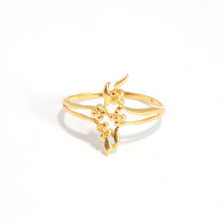 22K Gold Ring - Floral Cluster with Split Band - Zero Making Charge - Main View