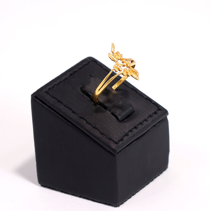 22K Gold Ring - Floral Cluster with Split Band - Zero Making Charge - Side Angle