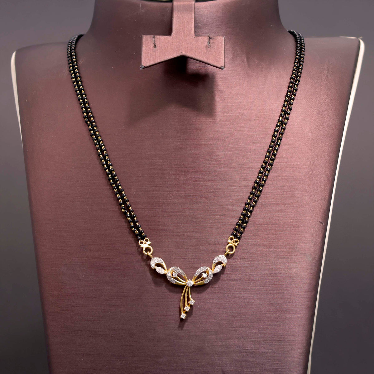 22K Gold Necklace with Beautiful Two-Layer Mangalsutra Design - Main View