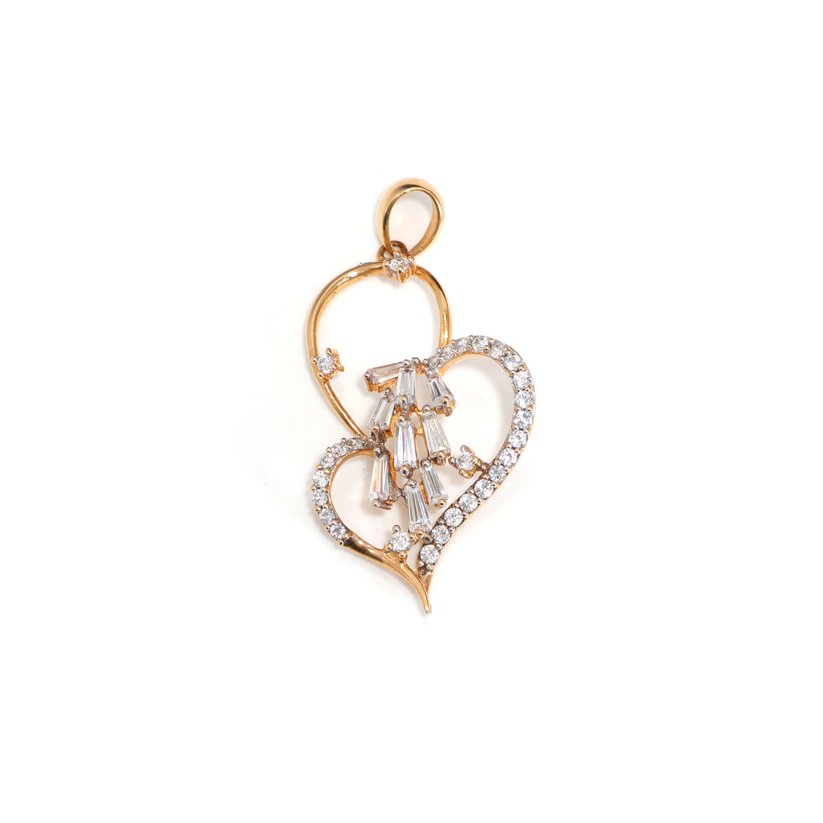 18k Gold Heart Pendant - CZ Stone Design - Zero Maling Charge - Main View
