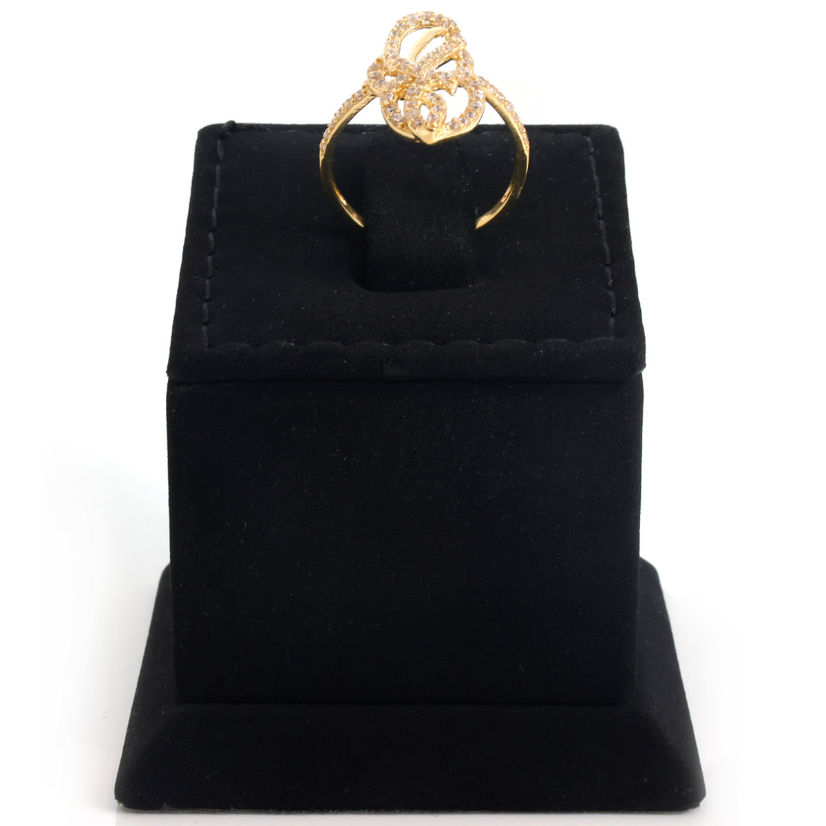 18K Gold Pave Butterfly Heart Ring