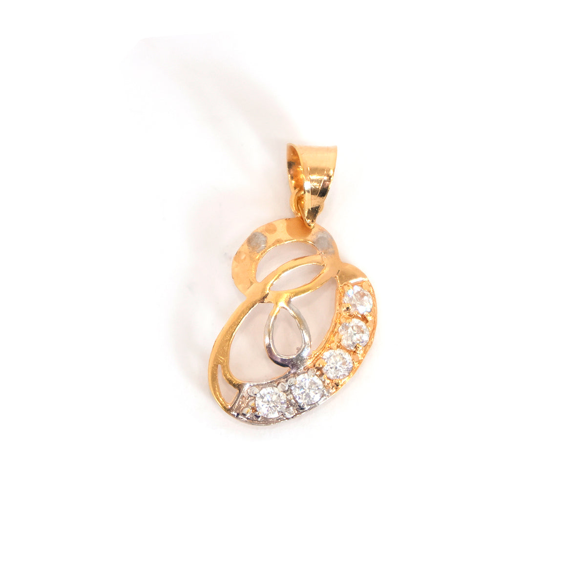 21K Gold Pendant – Long Drop Profile, Polished Finish Warm-Tone - Main View