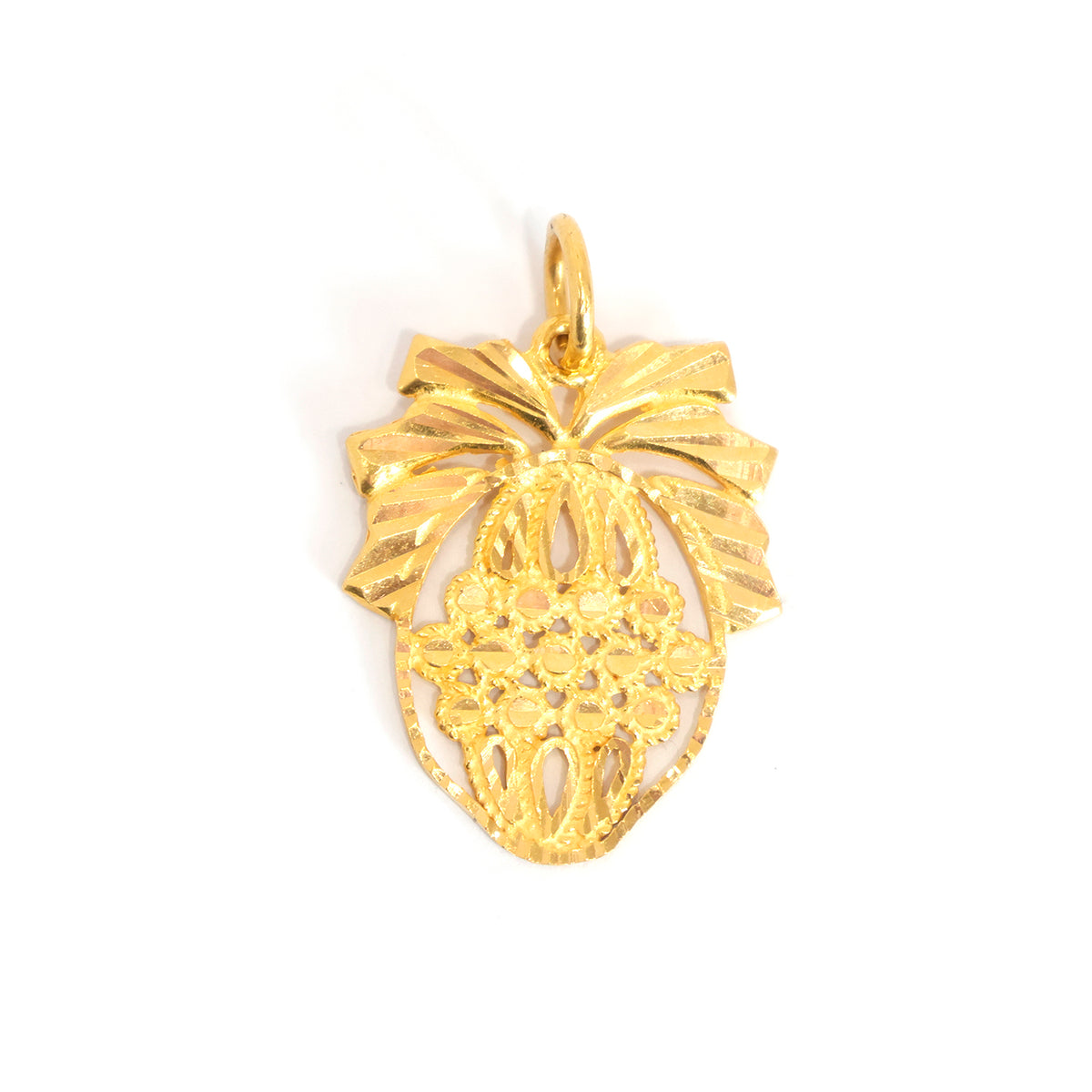 22K Vintage Gold Pendant - Floral Basket -  Zero Making Charge - Main View