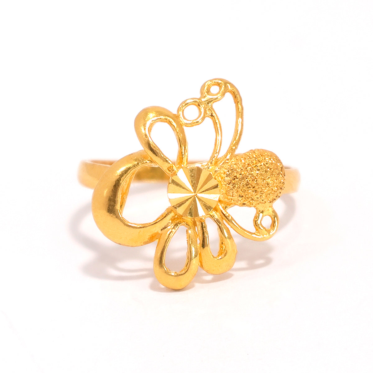 22K Gold Ring – Bow-Inspired Swirl Design – Zero Making Charge - Main View