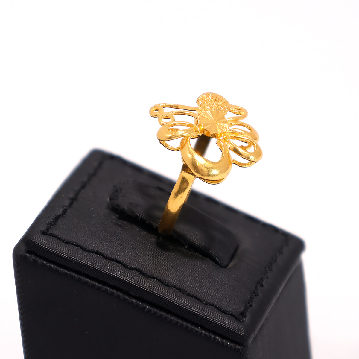 22K Gold Ring – Bow-Inspired Swirl Design – Zero Making Charge - Side Angle