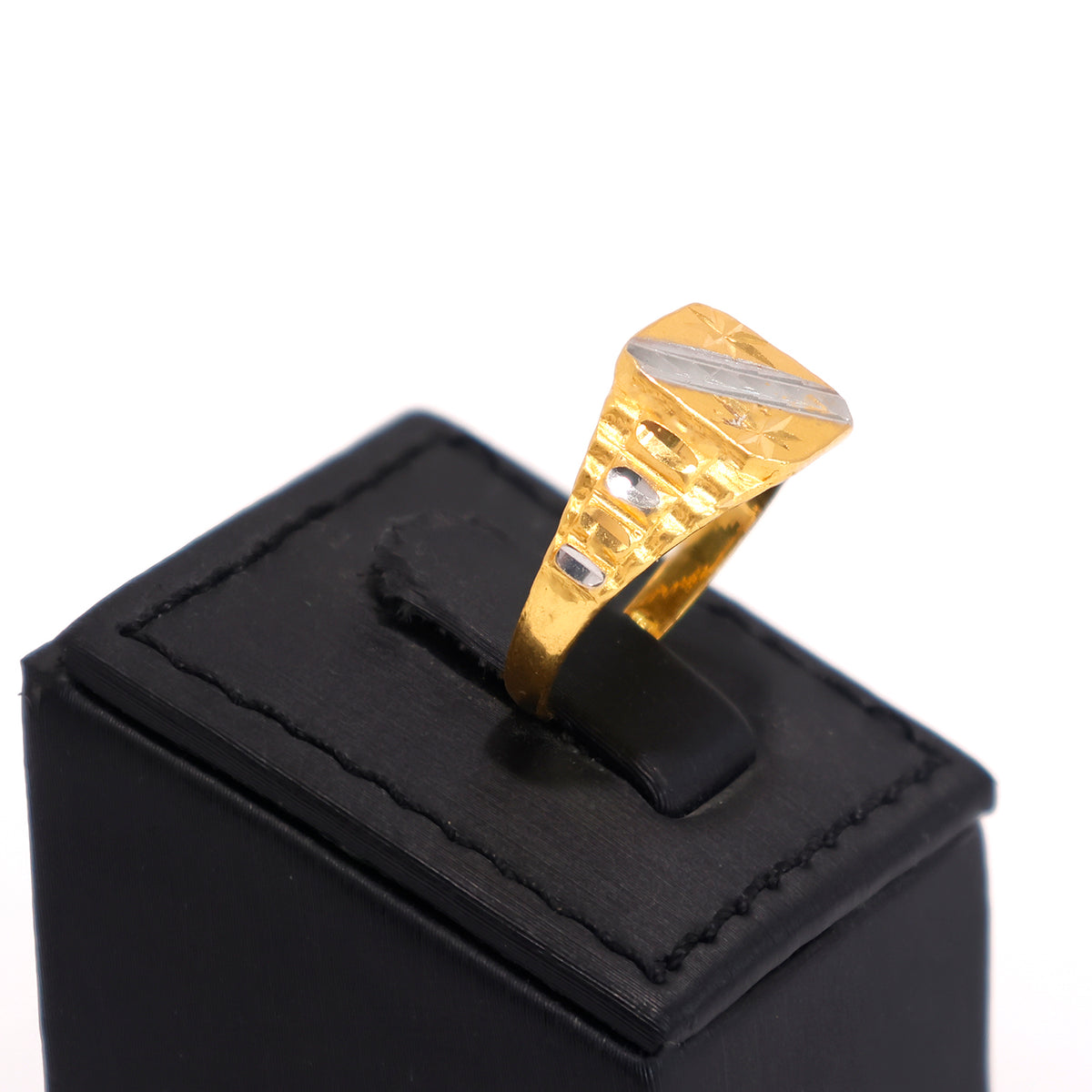 22K ذهب خاتم – محفور Signet Design – بدون مصنعية - Side Angle