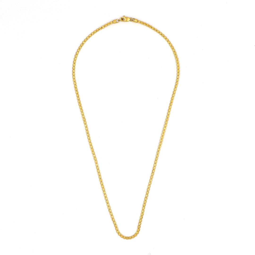 Exquisite 22K Gold Cylinder Chain Necklace