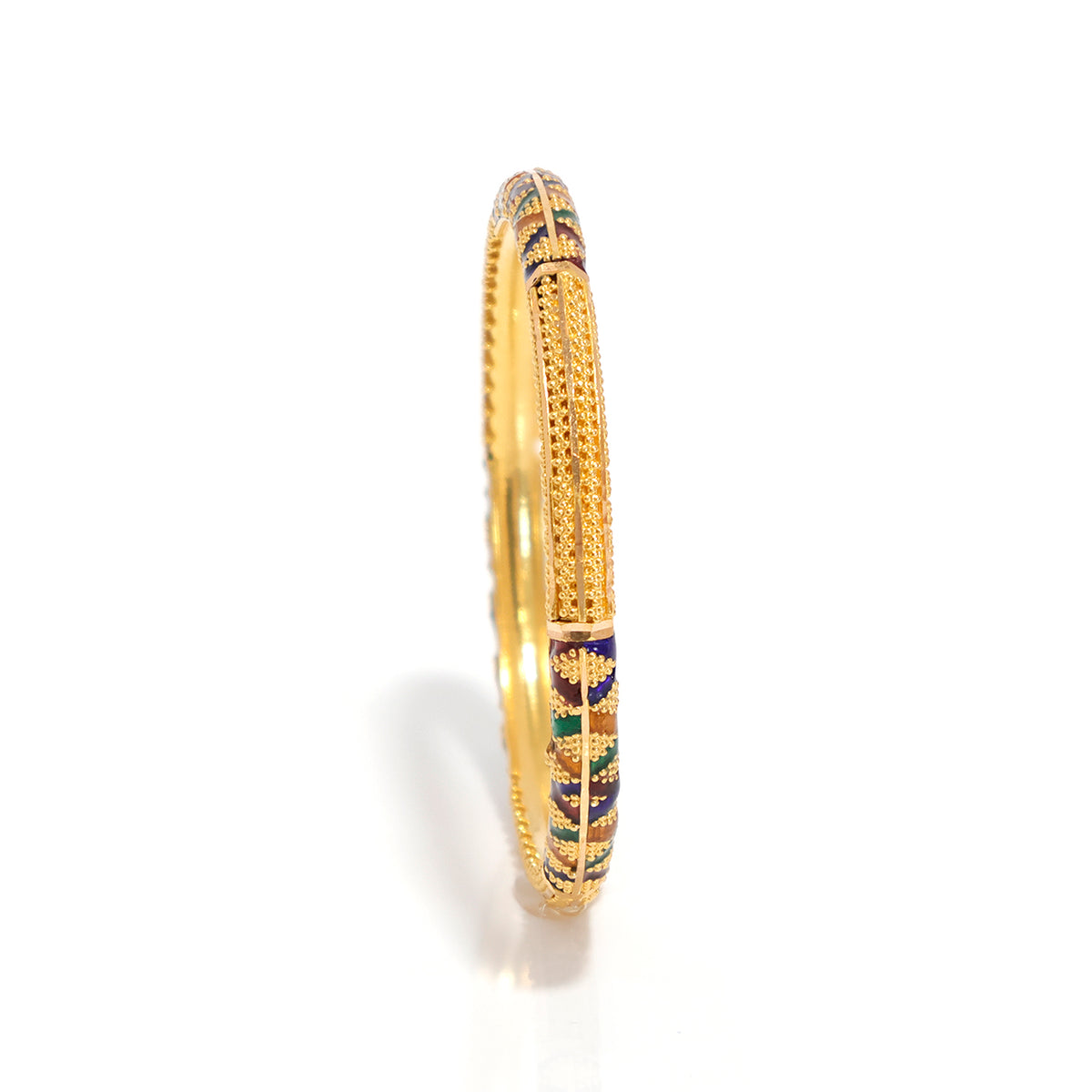 21K Gold Bangle – Enamel-accented elegance – Zero Making Charge - Main View