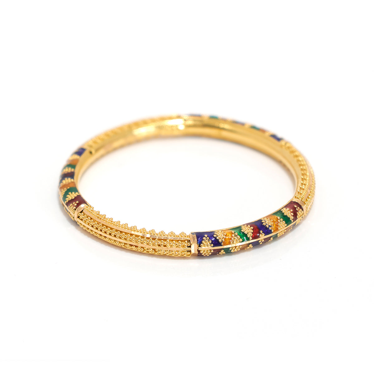 21K Gold Bangle – Enamel-accented elegance – Zero Making Charge - Close View