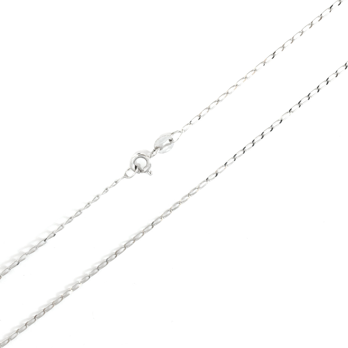 Silver chain necklace on a white background