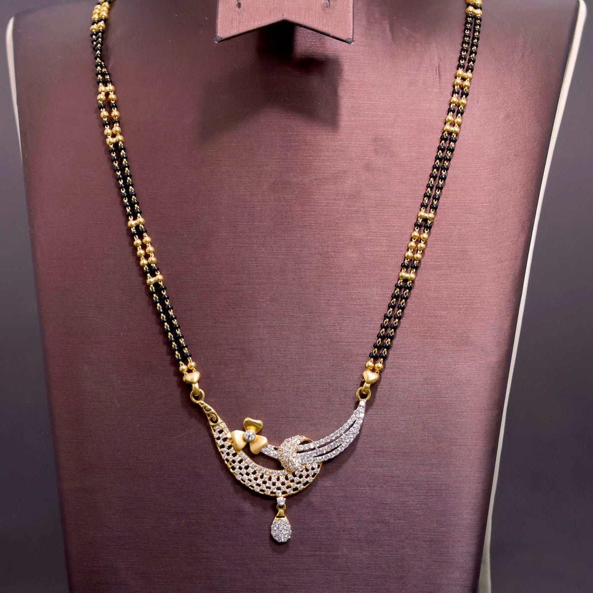 22k Gold Mangalsutra Design with Brilliant CZ Stones - Main View