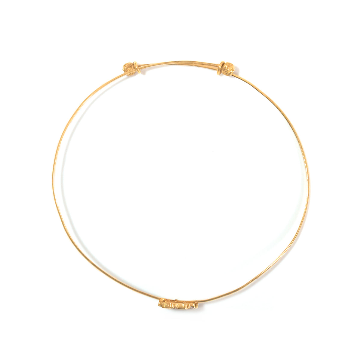 18K Gold Pave Flower Charm Bangle