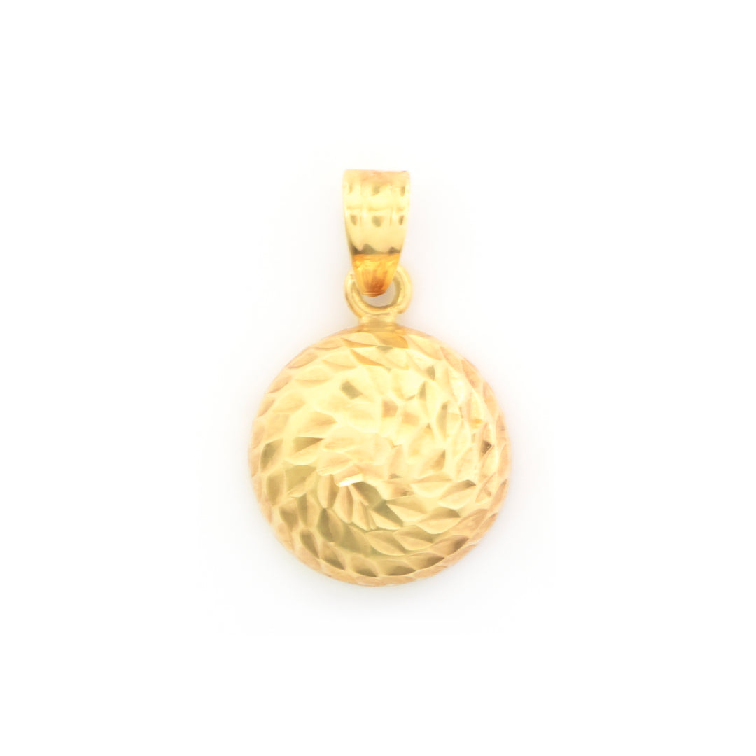 18K Gold Pendant – Faceted Round Medallion