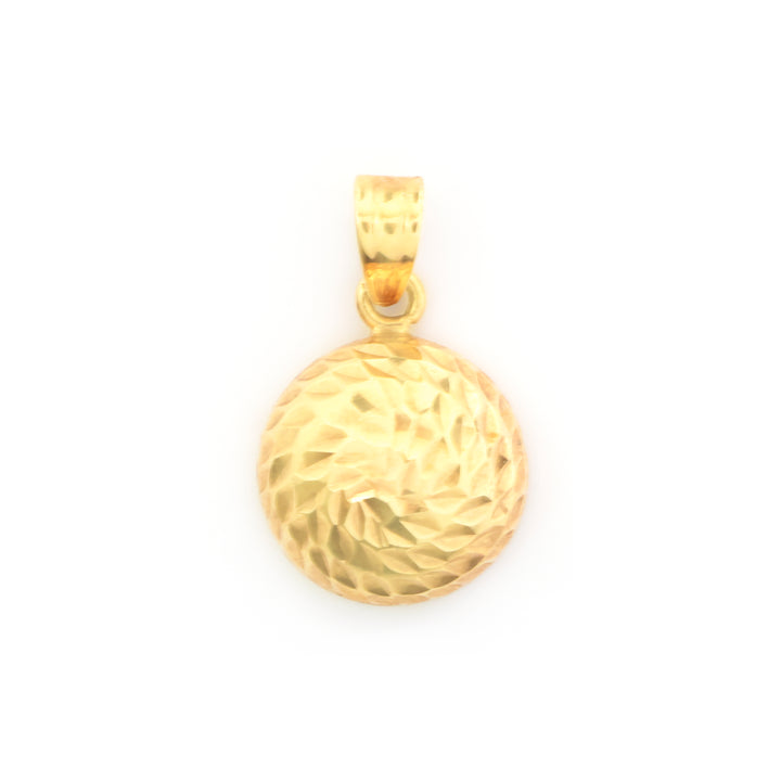 18K Gold Pendant – Faceted Round Medallion