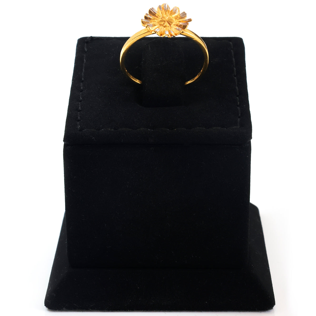 22K Gold Two-Tone Daisy Sunburst Ring