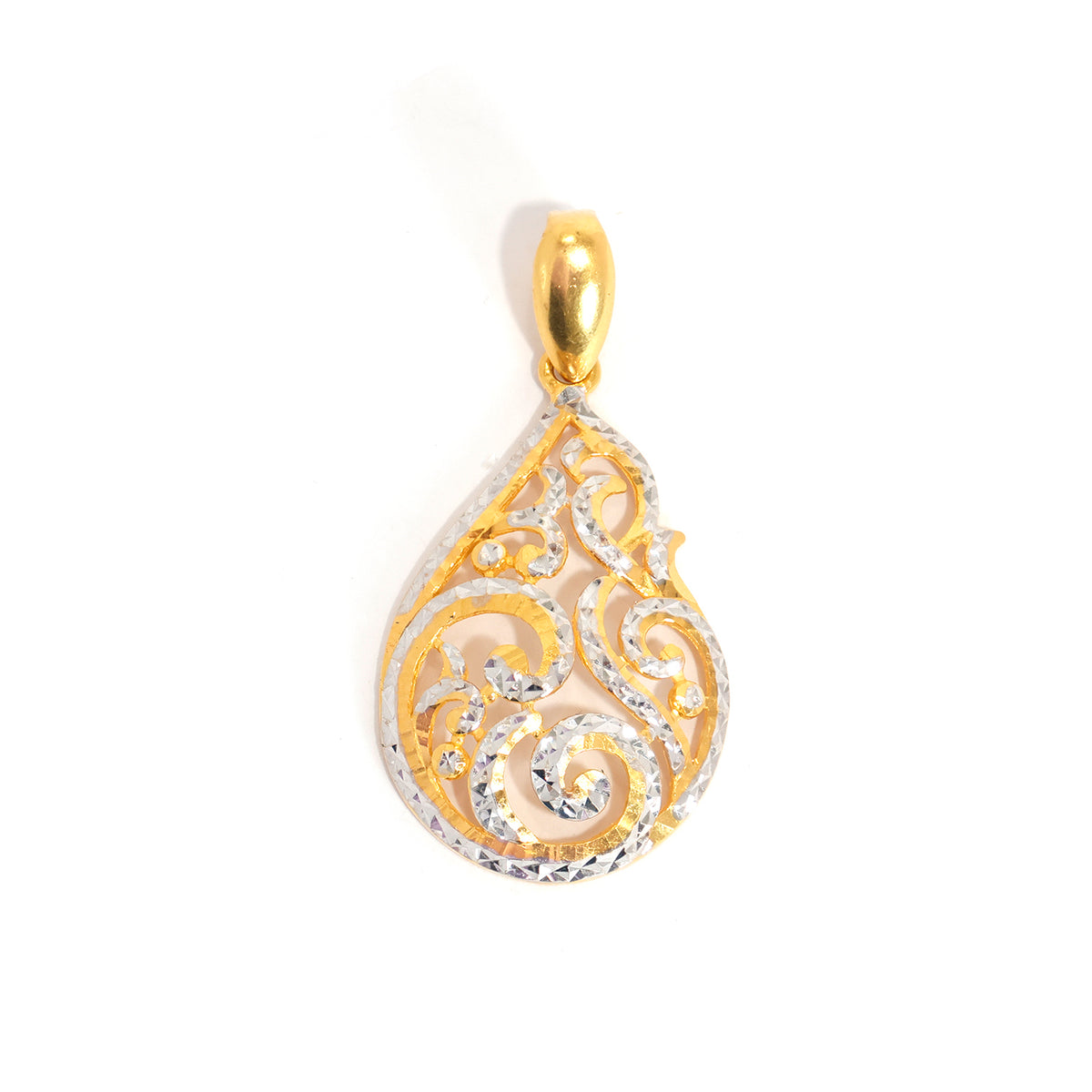 22K Filigree Gold Pendant - Two Tone Design - Zero Making Charge - Main View
