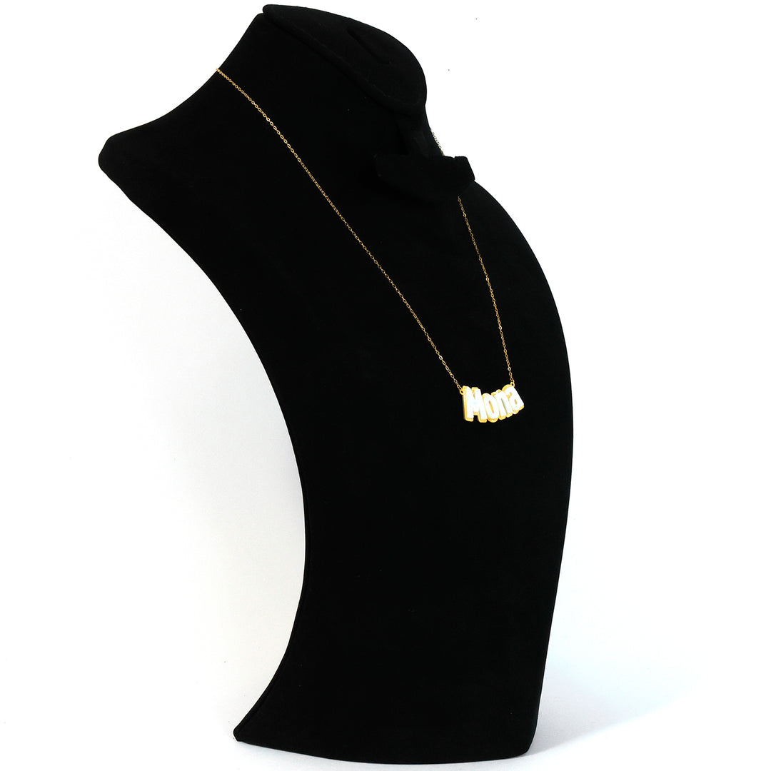 18K Gold Necklace – Mona Nameplate Design