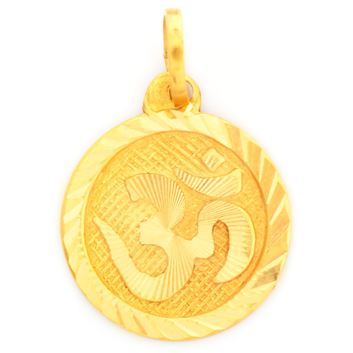 Gold pendant with intricate design on a white background