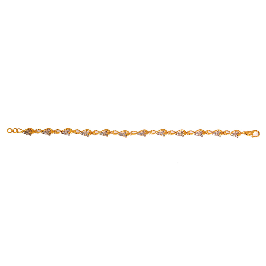 22K Gold Bracelet – Two-tone floral link design – Zero Making Charge - Full View