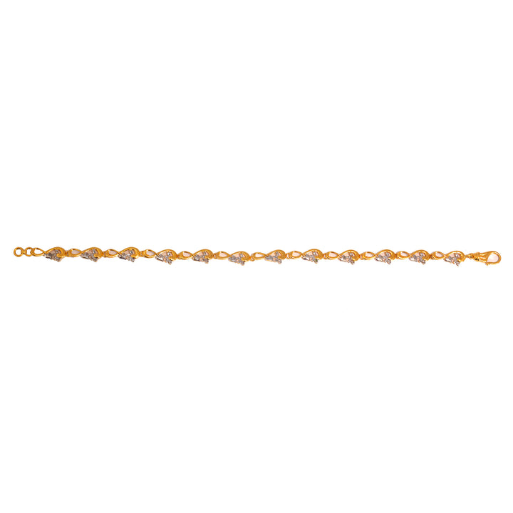 22K Gold Bracelet – Two-tone floral link design – Zero Making Charge - Full View