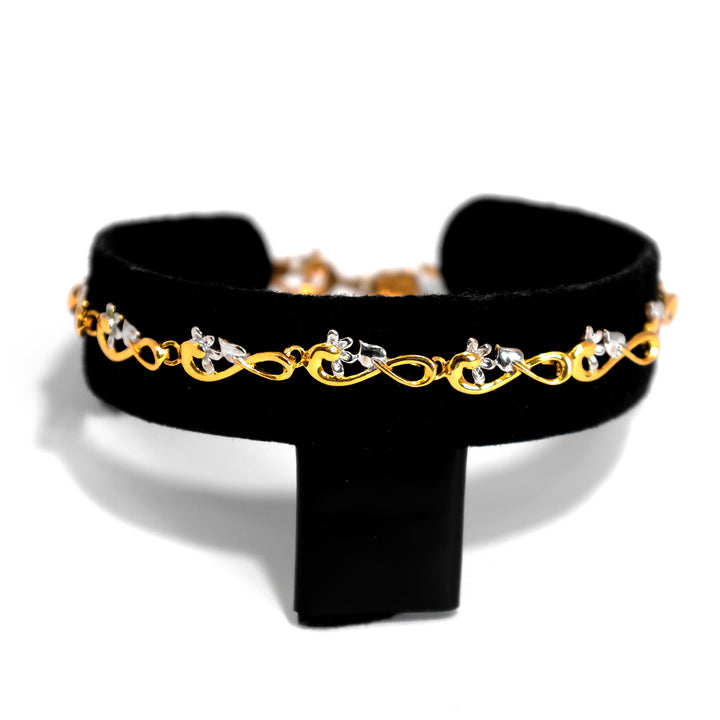 22K Gold Bracelet – Two-tone floral link design – Zero Making Charge - Main View