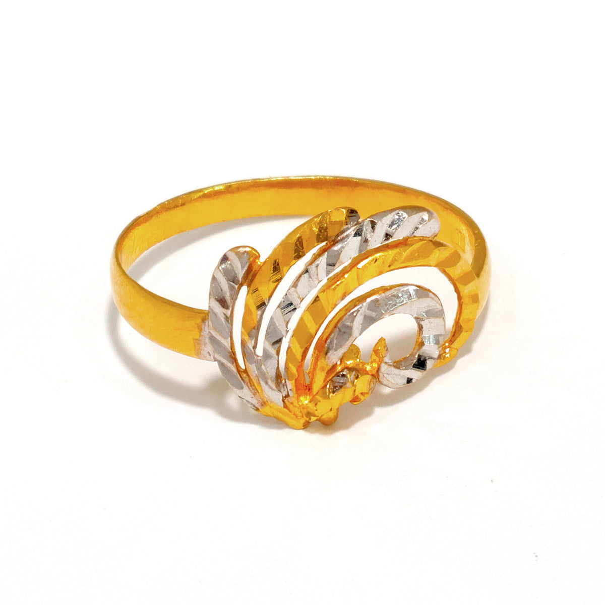 22K Gold Ring – sleek swirl-cut minimalist ring design – Main View