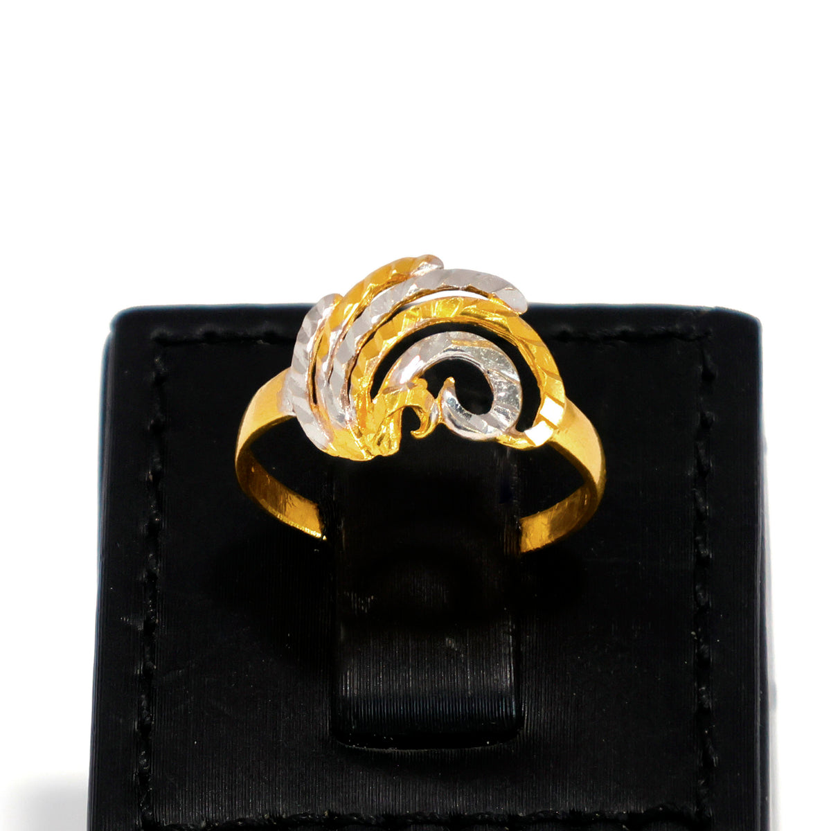 22K Gold Ring – sleek swirl-cut minimalist ring design –  Main View