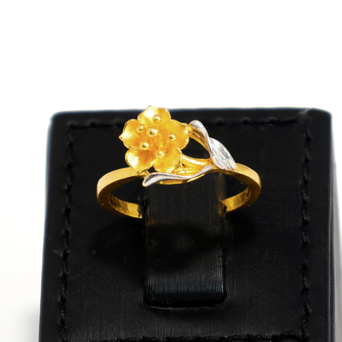 22K Gold Ring – spiral dual-tone carved ring design – Zero Making Charge - Main View
