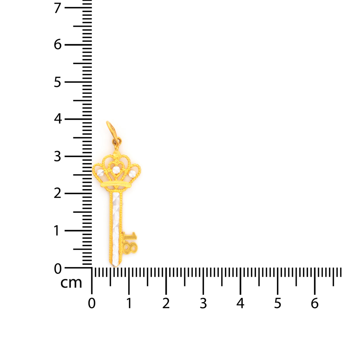 22K Gold Two-Tone 18th Birthday Key Pendant - Zero making charge