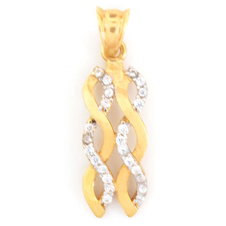 18K Gold Pendant – Interwoven Two-Tone Stone Ribbons