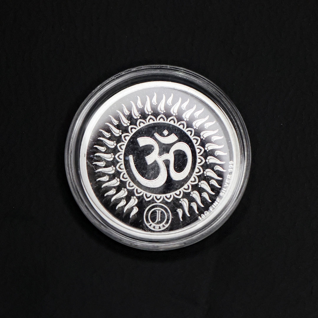 925 Silver Coin Ganapathi & Om SCO00005