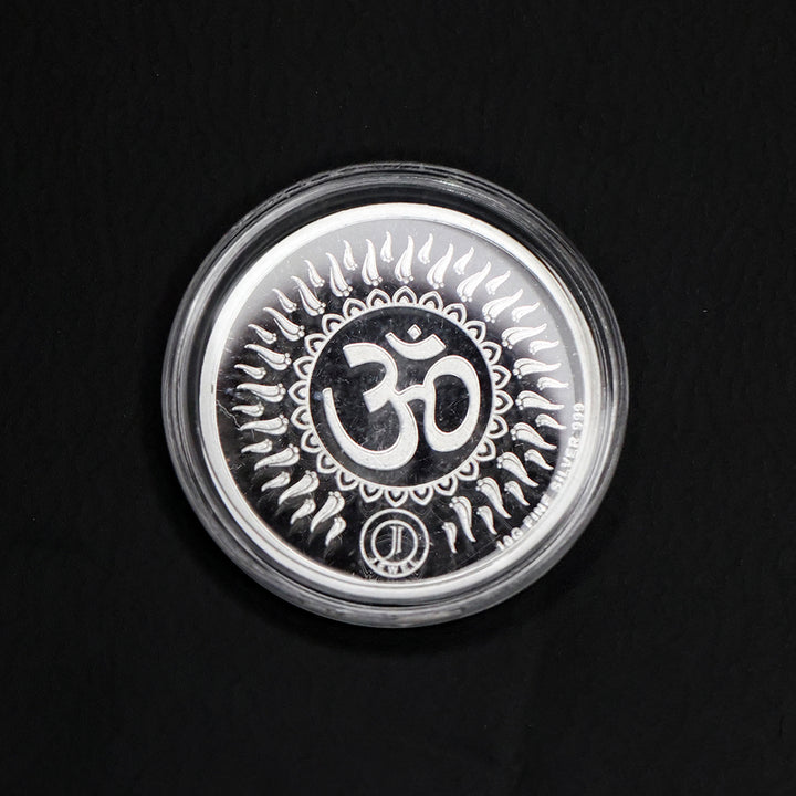 925 Silver Coin Ganapathi & Om SCO00005