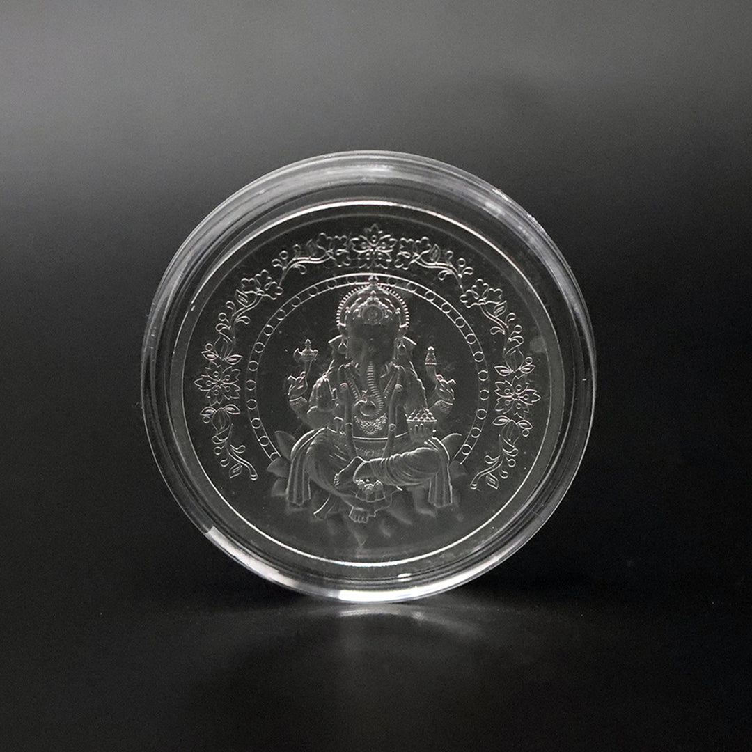 925 Silver Coin Ganapathi & Om SCO00005