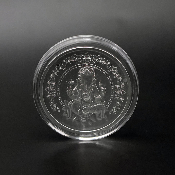 925 Silver Coin Ganapathi & Om SCO00005