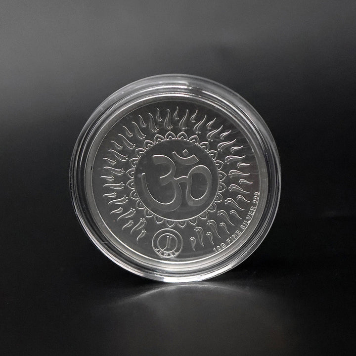 925 Silver Coin Ganapathi & Om SCO00005