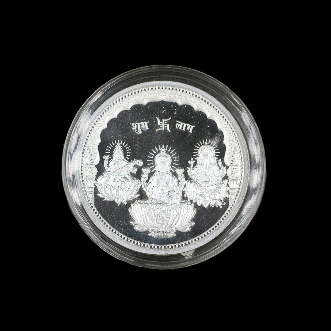 925 Silver Coin Saraswathi Mahalaxmi & Ganesh Idol SCO00006