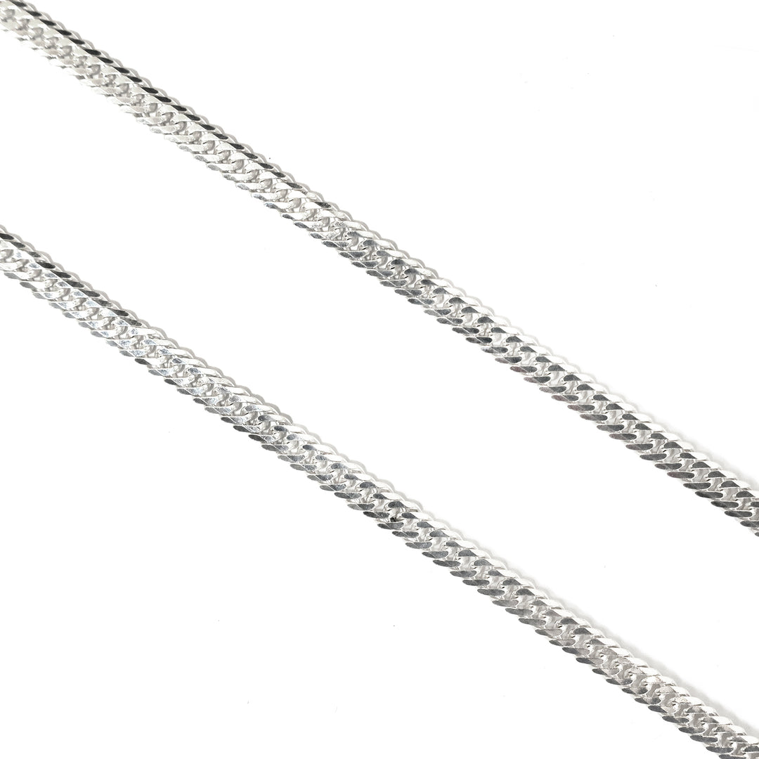 Silver chain on a white background