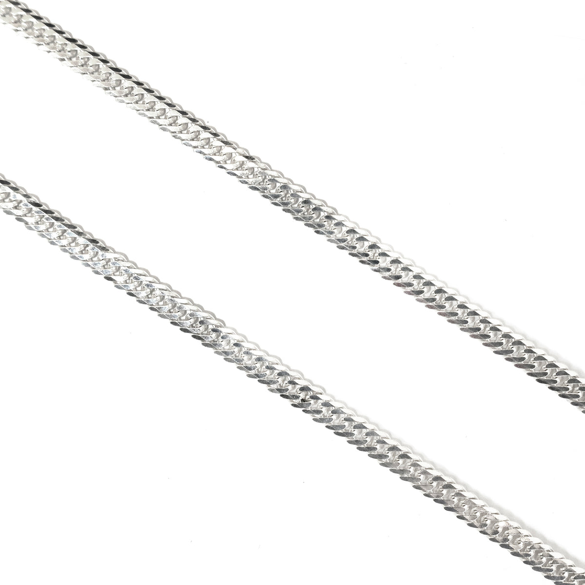 Silver chain on a white background